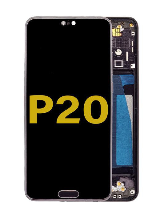 HW P20 Screen Assembly (With The Frame) (Refurbished) (Black)