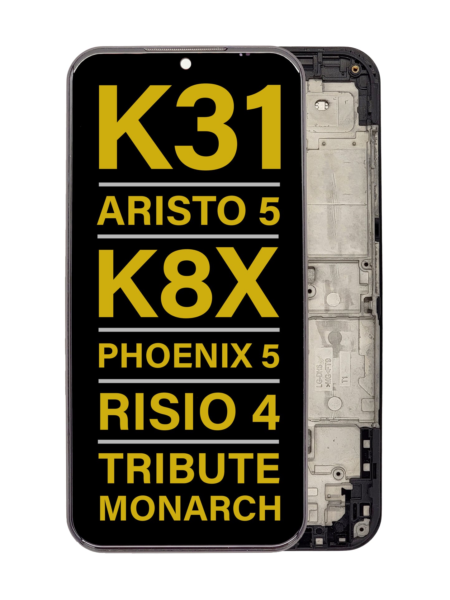 LGK K31 / Aristo 5 / K8X / Phoenix 5 / Risio 4 / Tribute Monarch (K300) Screen Assembly (With The Frame) (Refurbished) (Black)