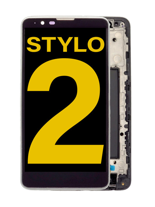 LGS Stylo 2 Screen Assembly (With The Frame) (Refurbished) (Black)