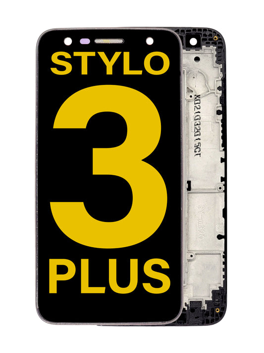 LGS Stylo 3 Plus Screen Assembly (With The Frame) (Refurbished) (Black)