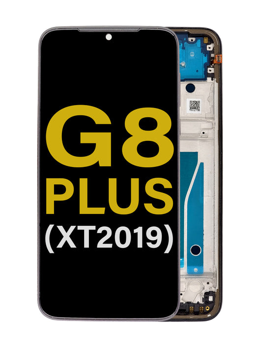 Moto G8 Plus (XT2019) Screen Assembly (With The Frame) (Refurbished) (Black)